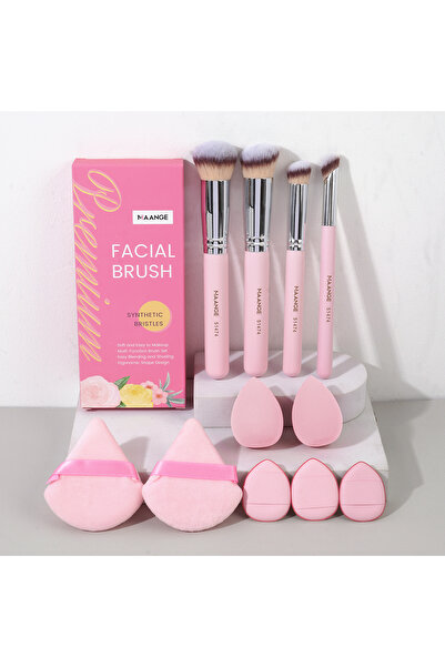 Choice مجموعة أدوات مكياج من مانج باللون الوردي، 11 قطعة، 4 فرش مكياج مع منفا...