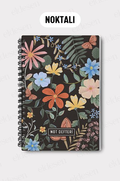Eldesen Tasarım A5 Spiral Dotted School Notebook, 50 Sheets 100 Pages, Cardboard Cover Notepad