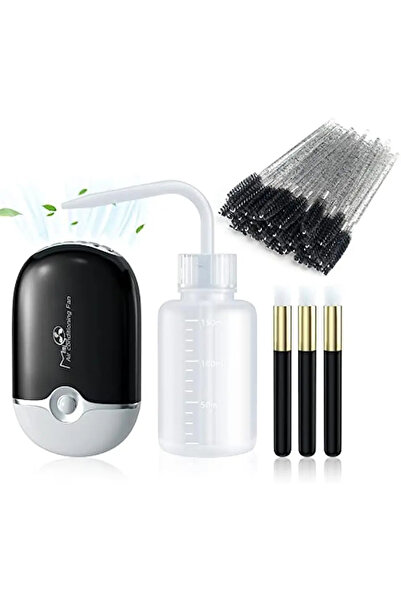 Choice 250 مل - 50 قطعة من لوازم تمديد الرموش السوداء مع مجفف رموش محمول صغير بمنفذ USB وشامبو
