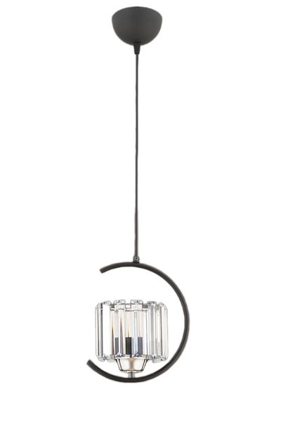 ESSLİGHT Eftal Single Black Pendant Lamp Chandelier (Crystal Stone) Entrance Hall Young Room Office