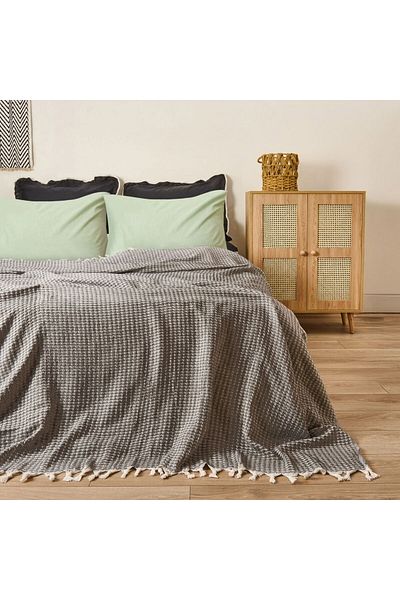Evidea Soft Punto Double Bedspread - Black - 200X230 cm