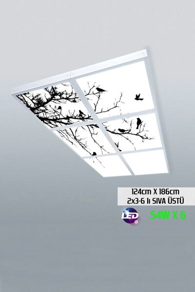Gökyüzü Panel 124cm X 186cm-altılı- Led-sıva Üstü-324 Watt-iş Yeri Led Aydınl...