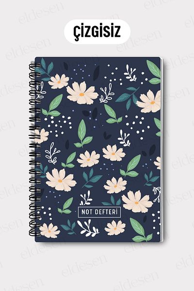 Eldesen Tasarım A5 Spiral Unlined School Notebook, 50 Sheets 100 Pages, Cardboard Cover Notepad