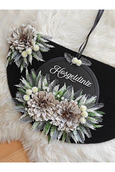 Serçeden Ahşap kapı süsü, paspas ve sepet 3 parça takım