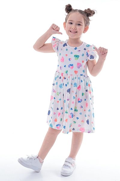 minikiss Rochie pentru fetiță din Lycra imprimată 3 bucăți