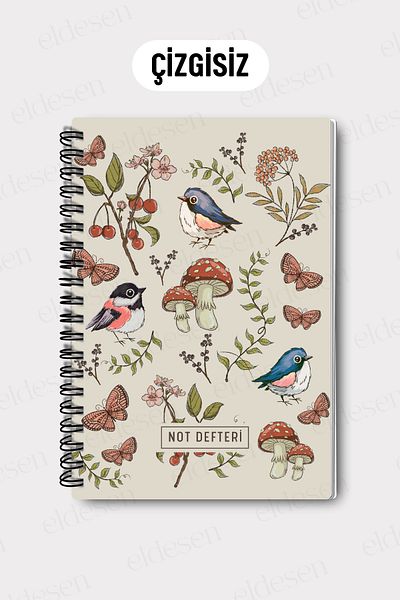 Eldesen Tasarım A5 Spiral Unlined School Notebook, 50 Sheets 100 Pages, Cardboard Cover Notepad