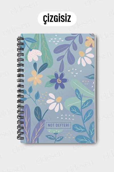 Eldesen Tasarım A5 Spiral Unlined School Notebook, 50 Sheets 100 Pages, Cardboard Cover Notepad