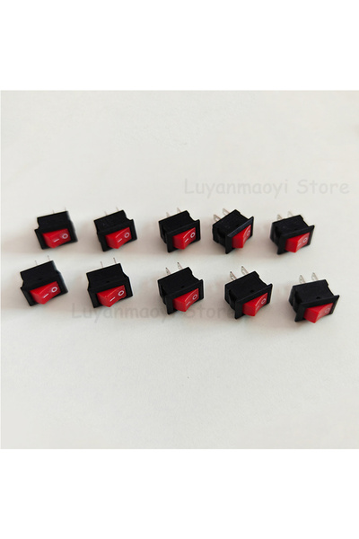 Choice 10 قطع حمراء 10 قطع مفتاح ضغط SPST 2Pin 3A 250V KCD11 مفتاح تشغيل/إيقا...