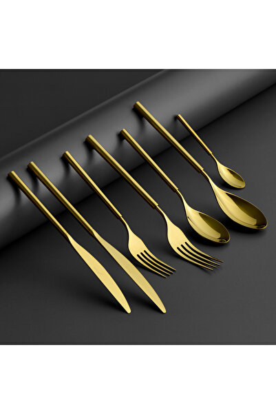 Jumbo 6000 Roller Titanyum Gold 84 Parça 12 Kişilik Çatal Kaşık Bıçak Seti