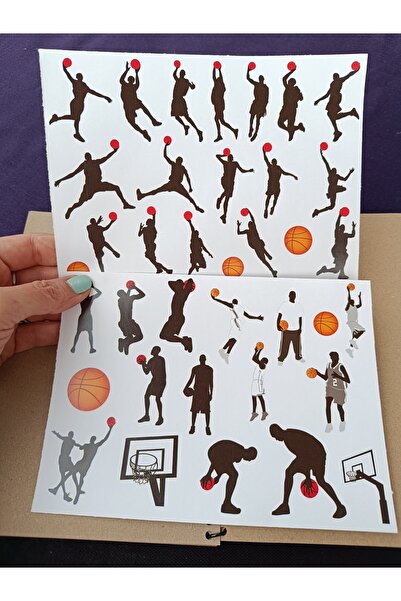 Pink Swan Craft Set de autocolante cu siluete de baschet (37 bucăți), laptop,...