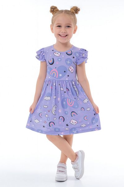 minikiss 3 Pieces Summer Printed Lycra Single Jersey Fabric Girl's 3-Piece Dress