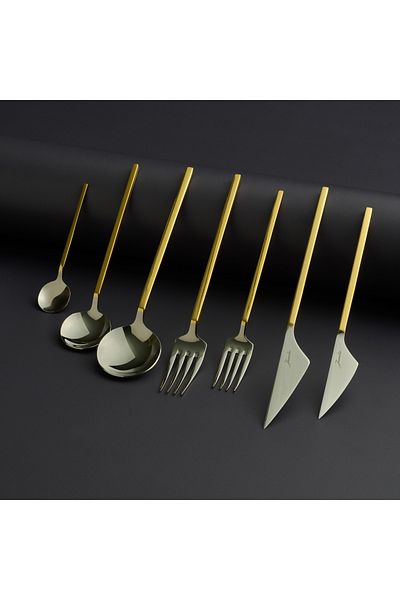Jumbo 9100 Gold - 84-Piece Spoon Knife Set for 12 People 500.01.01.6053
