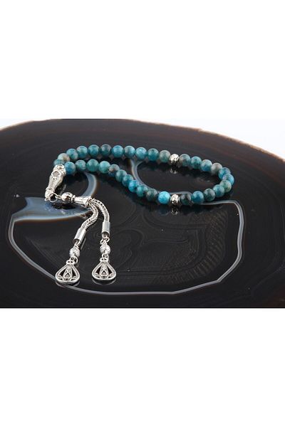 OSMANLI DEĞERLİ TAŞ 6 Mm Apatite Natural Stone Rosary - Certified, T202