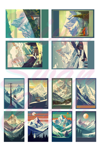 Pink Swan Craft Vintage putni set - Alpi, etiketa, bullet journal, spomenar, ...