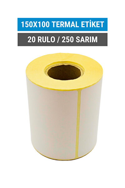 Küresel Etiket Barkod 150x100mm Termal Etiket | 20 Rulo | 250 Sarım | Ribonsuz | Kargo, Lojistik, Depo | Yapışkanlı