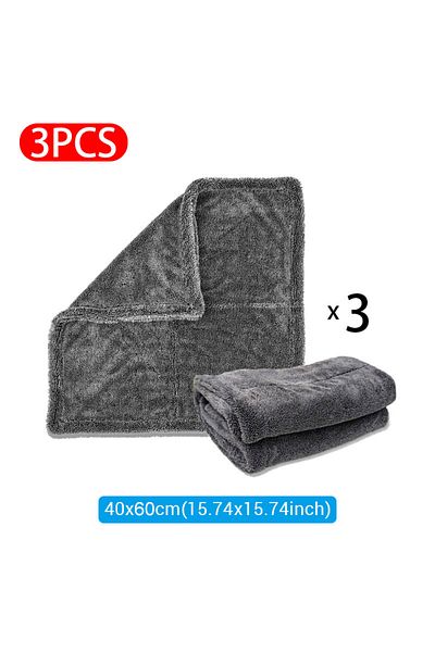 Choice 40x60cm 3pcs Car Wash Towel 1200gsm Double Sided Towel Car Detailing Twisted Braid Cloth Super Absor