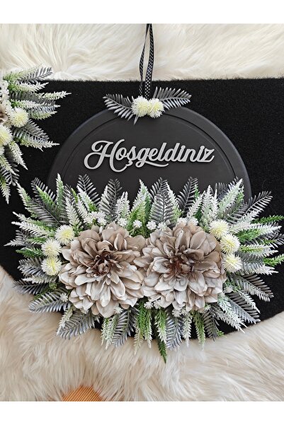 Serçeden Ahşap kapı süsü, paspas ve sepet 3 parça takım