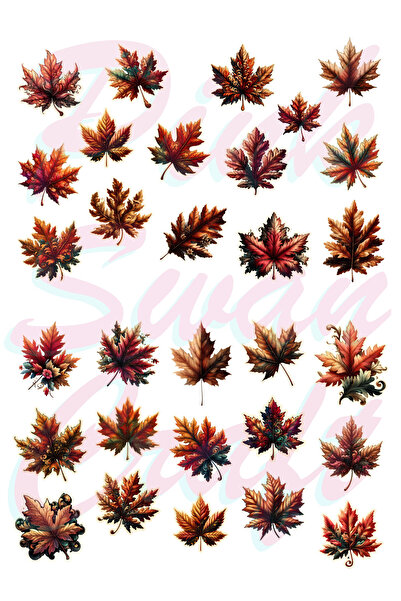 Pink Swan Craft Kurumuş Sonbahar Yaprakları Etiket Seti, Bullet Journal, Scra...