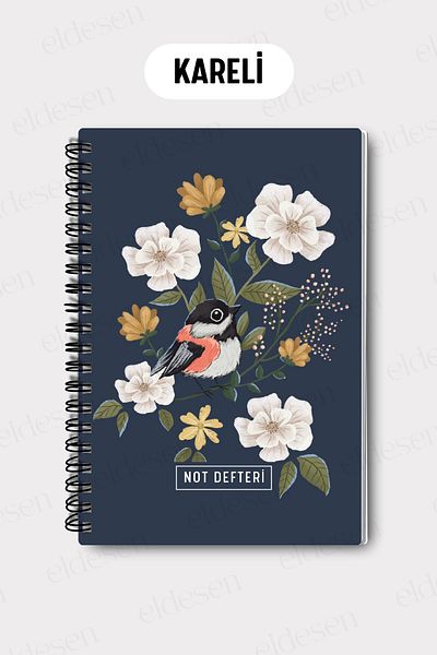 Eldesen Tasarım A5 Spiral Checkered School Notebook, 50 Sheets 100 Pages, Cardboard Cover Notepad