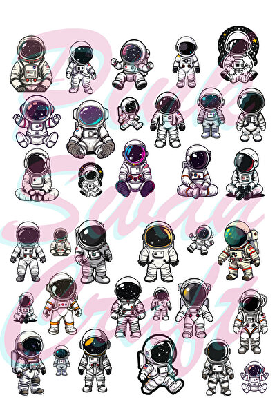 Pink Swan Craft مجموعة ملصقات لطيفة لرواد الفضاء كاواي بوليت دايري سكرابوك