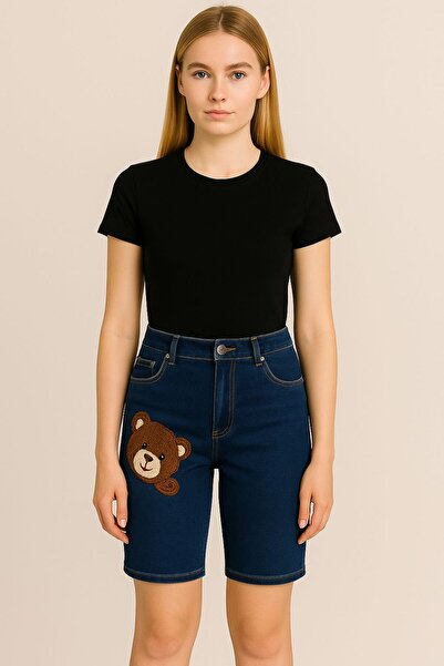 ELONİ JEANS AYICIK DETAYLI KOT ŞORT