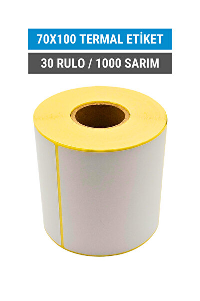 Küresel Etiket Barkod 70x100mm Termal Etiket | 30 Rulo | 1000 Sarım | Ribonsuz | Kargo, Lojistik, Depo | Yapışkanlı