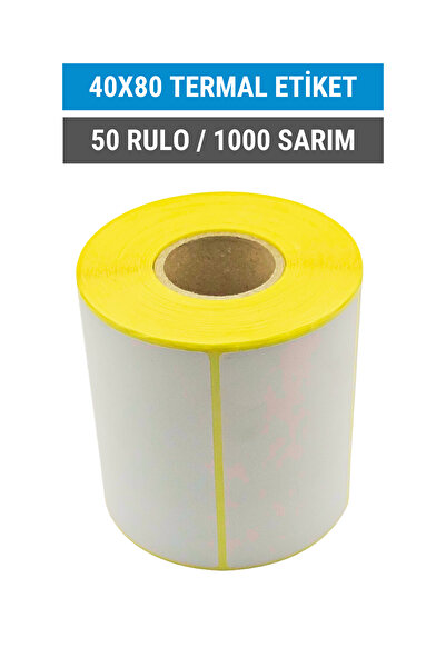 Küresel Etiket Barkod 40x80mm Termal Etiket | 50 Rulo | 1000 Sarım | Ribonsuz | Kargo, Lojistik, Depo | Yapışkanlı