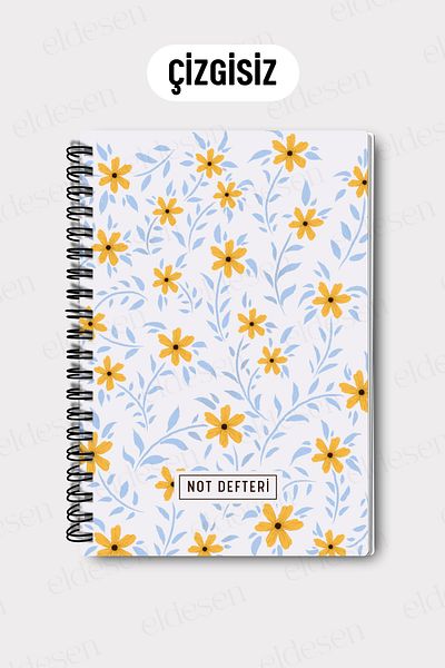 Eldesen Tasarım A5 Spiral Unlined School Notebook, 50 Sheets 100 Pages, Cardboard Cover Notepad