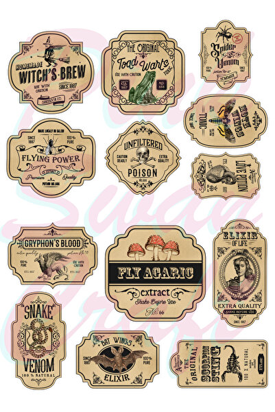 Pink Swan Craft Set de etichete pentru poțiuni de epocă, jurnal de glonțuri, ...