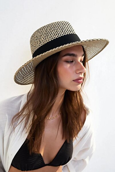 Külah قبعة بنما من قش الطحلب الطبيعي للسيدات