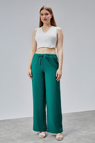 GENIUS STORE Pantaloni de damă Pantaloni cu dungi cu talie înaltă cu buzunare STRIPED-PANT