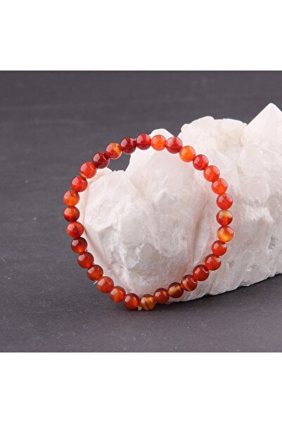 OSMANLI DEĞERLİ TAŞ Sertifikalı Akik Doğal Taş Bileklik 6 Mm - B811