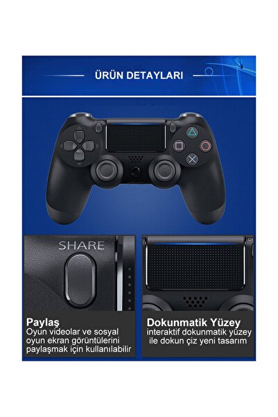 Sony Ps4 Dualshock Uyumlu 4 (ORJINAL TEŞHIR) كابلوسوز كوماندا بلاك - جيت سياه