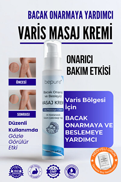 Bepure Varis Bölgesi Için Bacak Onarmaya Yardımcı Ve Besleyici Varis Masaj Kremi 100 ml