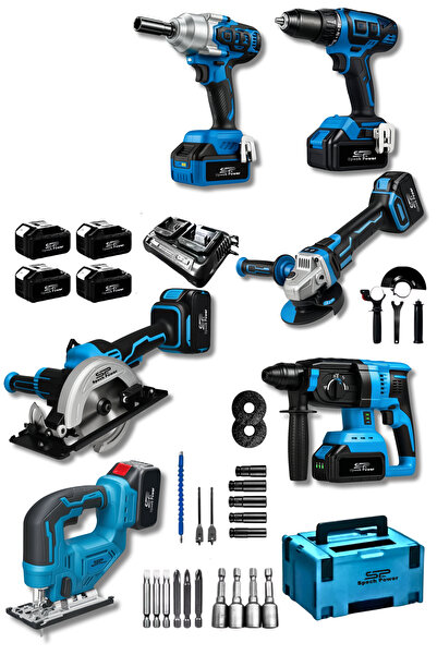 Spech Power 6lı Set Bl Motor Matkap Hilti Taşlama Somun Sıkma Dekupaj Testere...