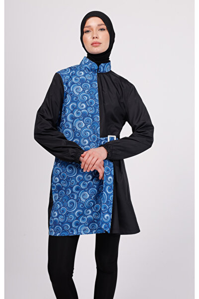 GAVLİA Σετ μαγιό Juno με μπλε σπιράλ σχέδιο – Σετ 4 τεμαχίων με κολάν (ΜΕ ΚΑΛ...