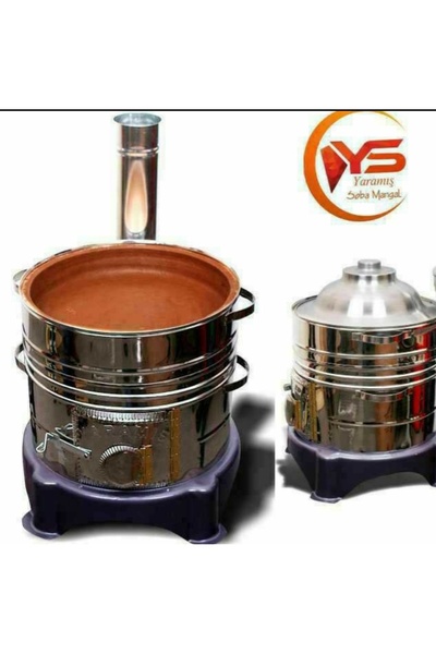 Ys YARAMIŞ Güveç Mangal Toprak Tandır Odun Kömür Izgaralı, Kapaklı Kamp Çadır Karavan Sobası Mini Soba Mangal