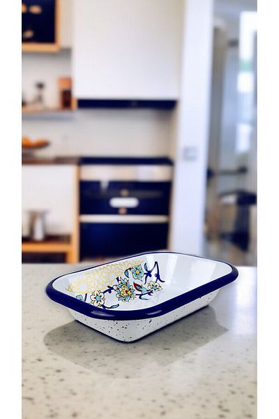İnci Emaye No. 13 Enameled Square Plate Appetizer Breakfast Camping Picnic