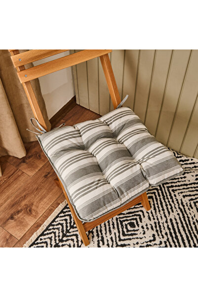 Evidea Soft Pute Sandalye Minderi - Ekru / Yeşil - 43x43 cm