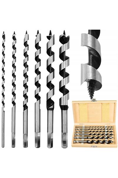 divendi-ro Set de 6 burghie pentru lemn cu diametrul de 6-25 mm și cutie de depozitare - Argintiu