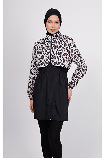 GAVLİA طقم ملابس سباحة حجاب منقوشة بنقشة الفهد من Vera - طقم مكون من 4 قطع مع...