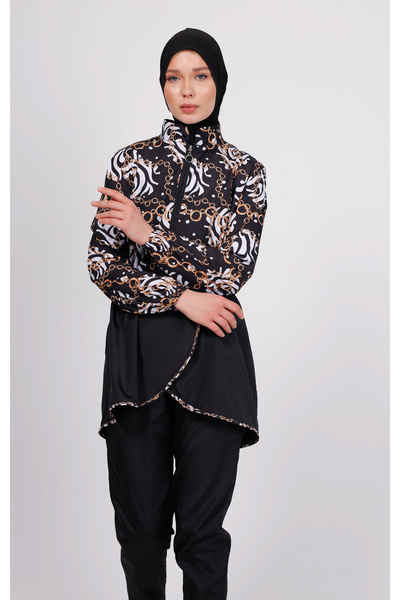 GAVLİA Σετ μαγιό με μοτίβο αλυσίδας Runa – Σετ 4 τεμαχίων με παντελόνι αλεξίπ...