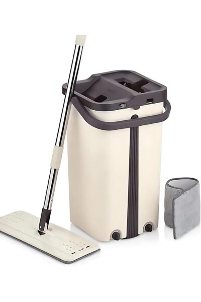 AKC GROUP Akc 5.5l Flat Squeeze Mop And Bucket – Hand-free Self-washing Microfiber Flat Mop For Wet & Dry