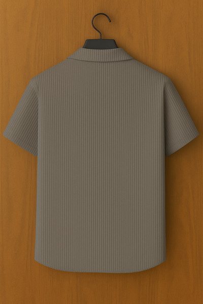 mavisima erkek giyimi Erkek Gri Düğmeli Kısa Kollu Yazlık Gömlek - Rahat Kalıp, Şık Tasarım