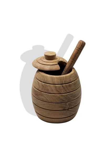 bonfesto Honey Container Made Of Acacia Wood, Acacia Wood Honey Spoon, 14 X 10 X 10 Cm