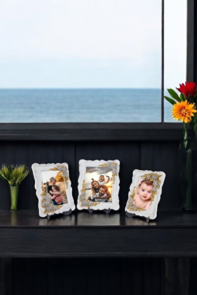 AYDİZAYN Triple Decorative Polyester Photo Frames