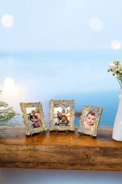 AYDİZAYN Triple Decorative Polyester Photo Frames