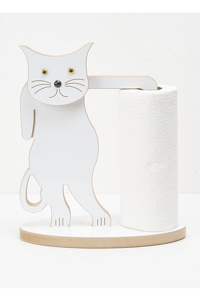 Asrimo mobilya Disassembled Wooden Paper Towel and Napkin Holder - Cat Figured