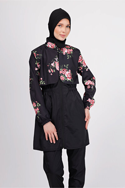 GAVLİA Σετ μαγιό με μοτίβο λουλουδιών Vera – Σετ 4 τεμαχίων με παντελόνι αλεξίπτωτο (με κορδόνι)