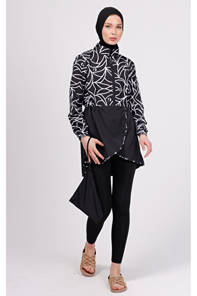 GAVLİA Set de costum de baie cu model geometric Runa – Set de 4 piese cu jamb...